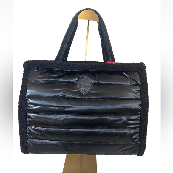 SOLD! NWT Pajar Canada 🇨🇦 Shearling Puffy Messenger Tote Crossbody Bag - Picture 3 of 15